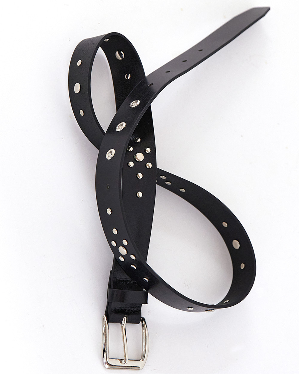 BLACK metal detail leather belt(NA001)