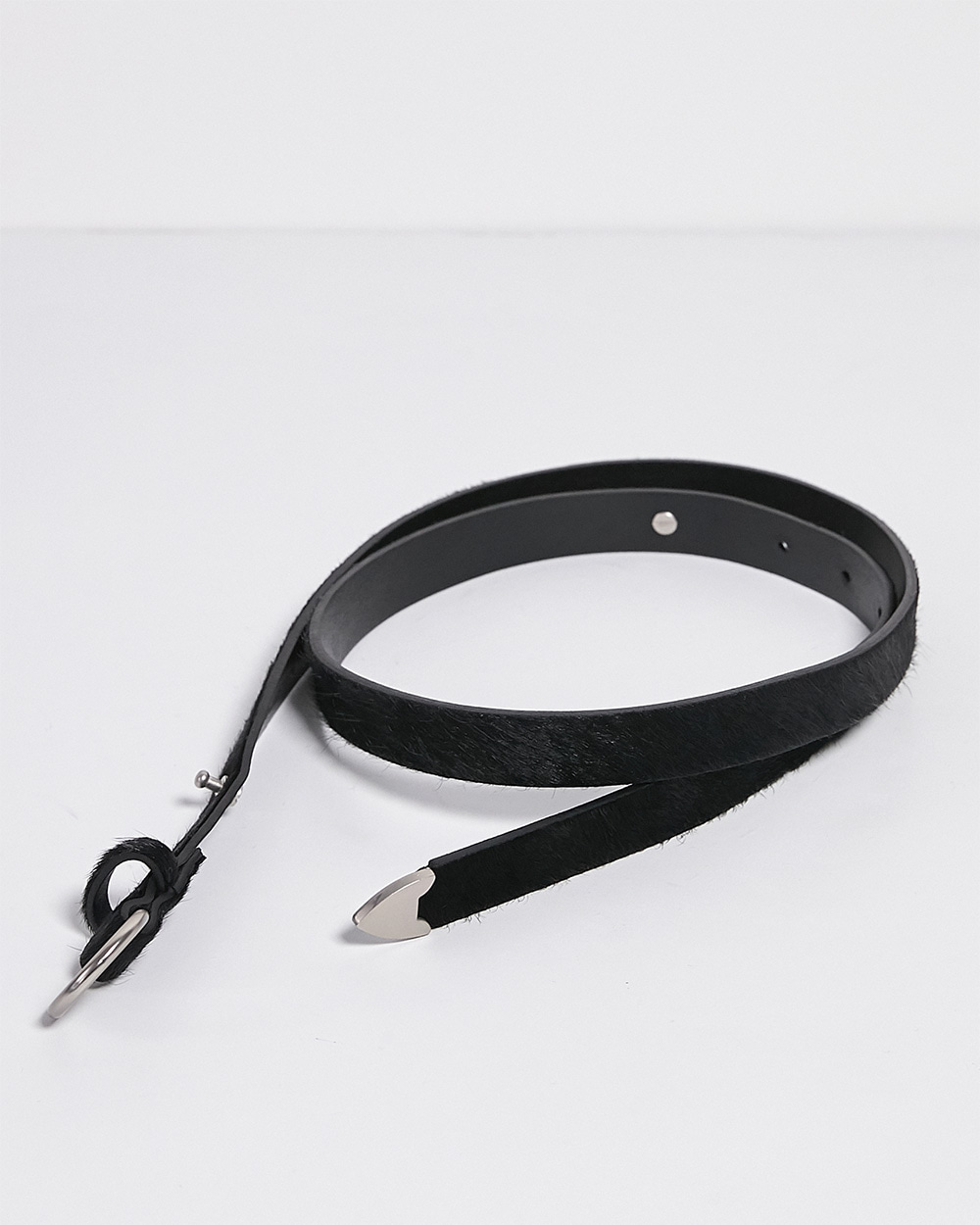 BLACK calf hair 2way leather belt(OA003)