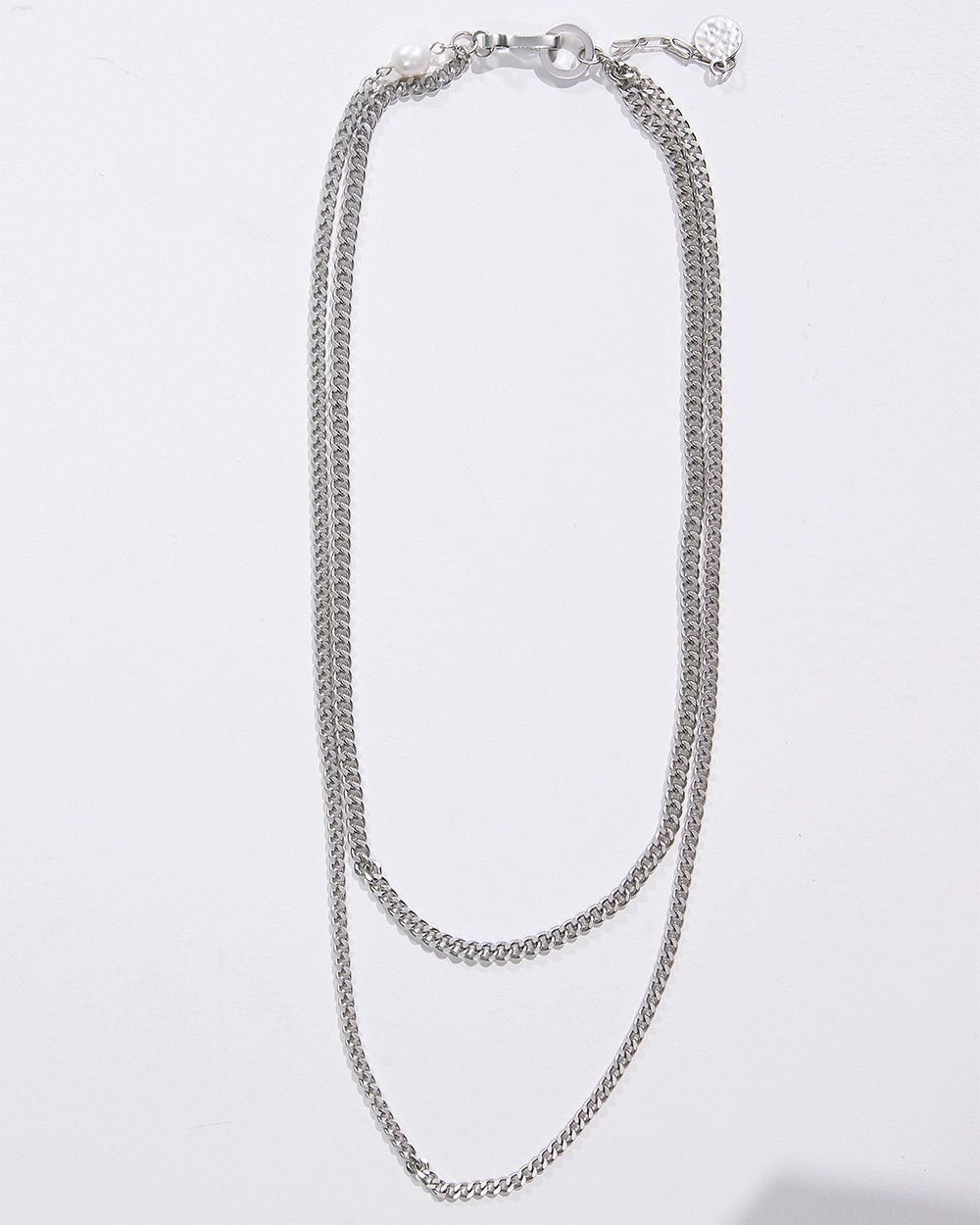 SILVER PEARL LAYERED NECKLACE(PA012)