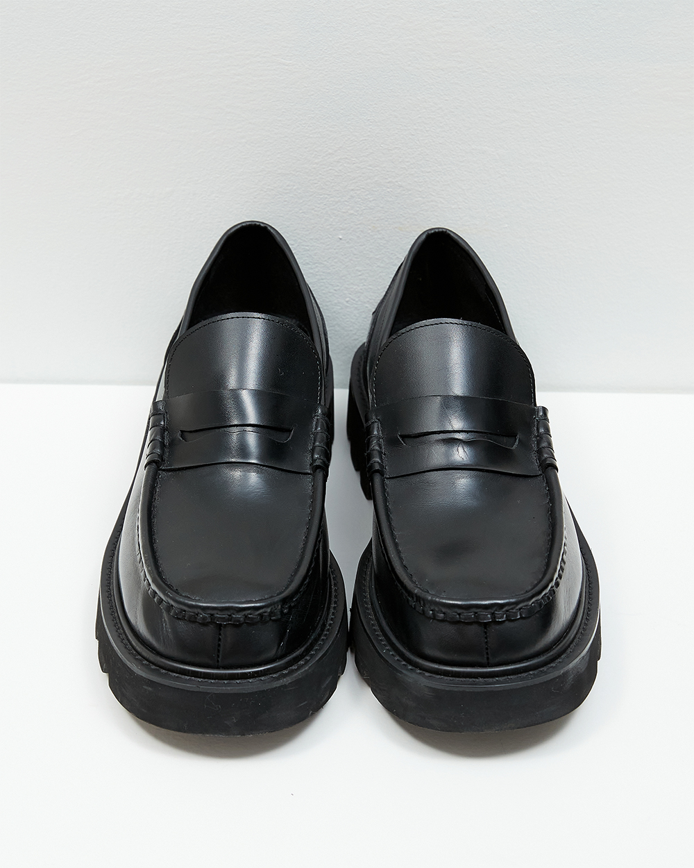 LEATHER PIPING DETAIL PENNY LOAFER BLACK(RH203) [주문 제작]