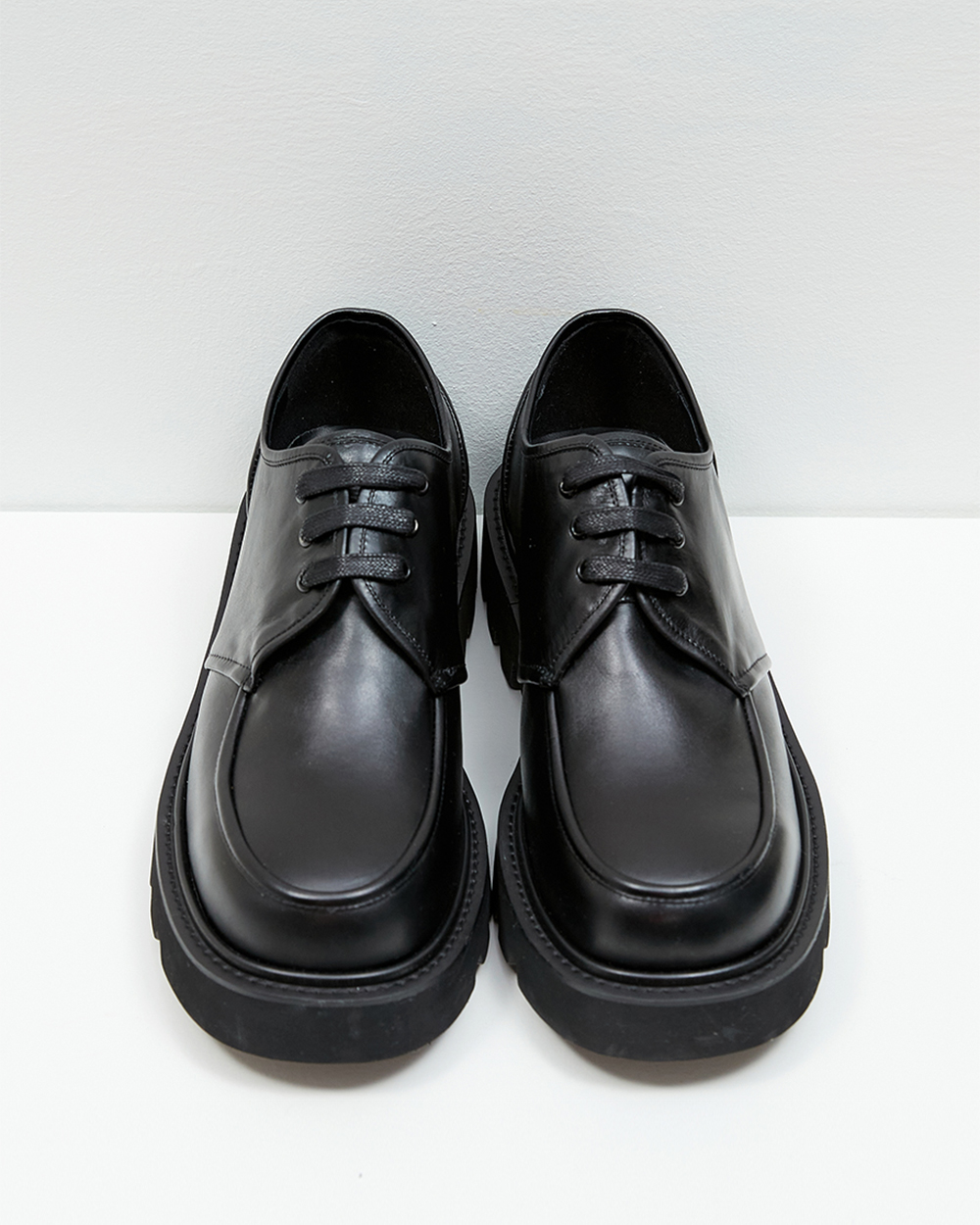 LEATHER PIPING DETAIL DERBY SHOES BLACK(RH201) [주문 제작]